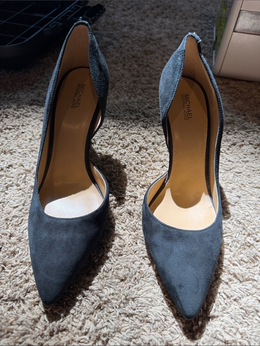 Michael Kors Black Suede Pointed D'Orsay Pumps